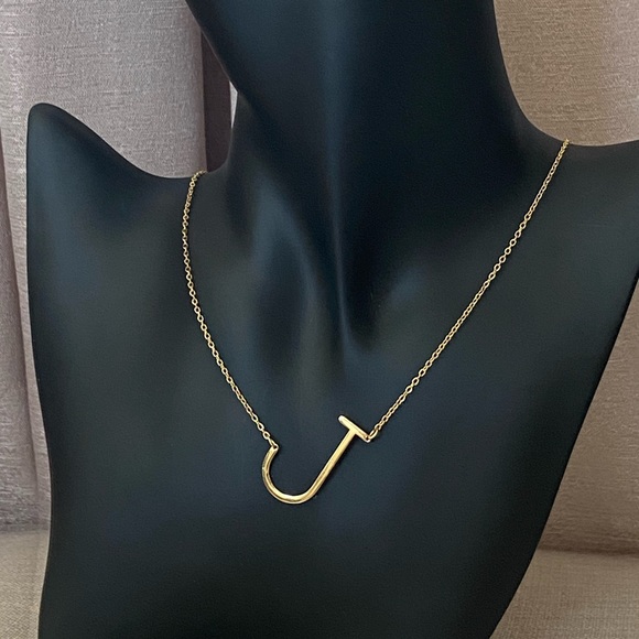 SAVVY CIE JEWELS 14K Gold Plated Initial Necklace – Letter J - Picture 3 of 8